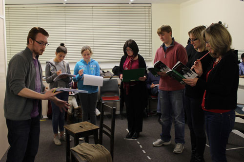The cast of A Christmas Carol in rehearsal